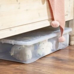 B&M Jumbo Underbed Storage Box With Lid 42L - Clear -Addis Homedecor Store 257918 42l jumbo underbed storage box with lid clear 5