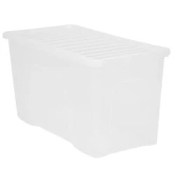 B&M Large Storage Box With Lid 110L - Clear -Addis Homedecor Store 284861 110l storage box with lid clear
