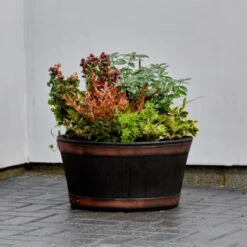B&M Oakwood Barrel Planter 50cm