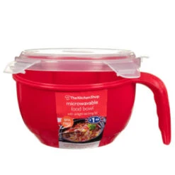 B&M Microwavable Food Bowl With Handle -Addis Homedecor Store 304743 Microwavable Food Bowl with Handle red1