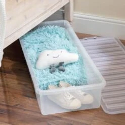 B&M Underbed Storage Box With Lid 55L - Clear -Addis Homedecor Store 307321 55l under bed storage box with lid 4