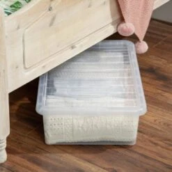 B&M Underbed Clear Storage Box With Lid 32L - Clear -Addis Homedecor Store 314173 32l underbed storage box with lid clear 4