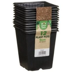 B&M Black Plant Pots 12pk -Addis Homedecor Store 319025 grow your own 12 plant pots 9cm1