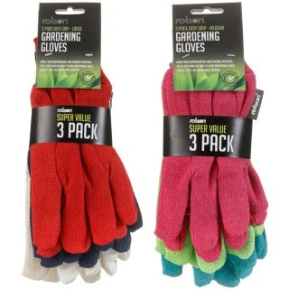 B&M Rolson Gardening Gloves 3pk 3 B&M Rolson Gardening Gloves 3pk