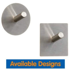 B&M Metal Adhesive Hooks 4pk - Square -Addis Homedecor Store 332165 metal adhesive hoot set of 4 round