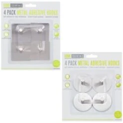 B&M Metal Adhesive Hooks 4pk - Square -Addis Homedecor Store 332165 metal hooks 4pk circle
