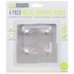B&M Metal Adhesive Hooks 4pk - Square -Addis Homedecor Store 332165 metal hooks 4pk square