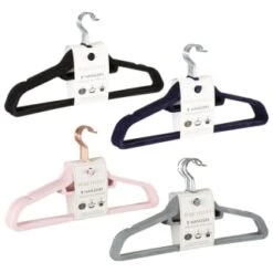 B&M Pure Velvet Hangers 8pk - Black -Addis Homedecor Store 333534 8pk velvet hangers group