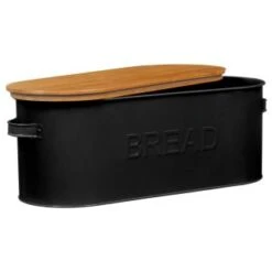 B&M The Organised Kitchen Bread Bin - Black -Addis Homedecor Store 334654 russell hobbs oval bread bin with wooden lid grey 71