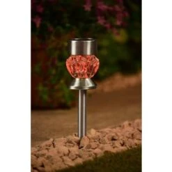 Crystal Top Glass Solar Post Light 4pk 8 Crystal Top Glass Solar Post Light 4pk -Addis Homedecor Store 341965 4pk crystal top post light red solar1