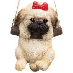 B&M Swinging Dog Garden Ornament - Shih Tzu 5 B&M Swinging Dog Garden Ornament - Shih Tzu -Addis Homedecor Store 342057 swinging dogs bow 2
