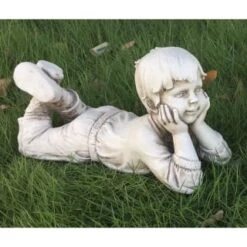 B&M Lying Down Boy Garden Statue
