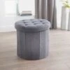 B&M Round Storage Ottoman - Grey -Addis Homedecor Store 345786 round grey ottoman