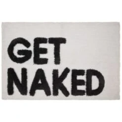 Get Naked Tufted Bath Mat - White -Addis Homedecor Store 351414 urban tropics slogan tufted bathmat get naked