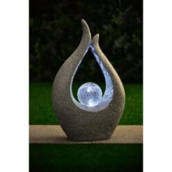 Garden Sculpture With Solar Crackle Ball
