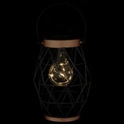 B&M Metal Hexagonal Solar Lantern - Copper -Addis Homedecor Store 353880 24cm metal hexagonal solar lantern copper trim