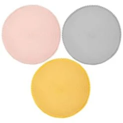 B&M Grey Round Pom Pom Placemats 4pk -Addis Homedecor Store 355688 355688 355689 pom pom placemats main