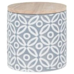 B&M Embossed Geometric Storage Canisters 3pc -Addis Homedecor Store 356821 storage canisters geo grey 2
