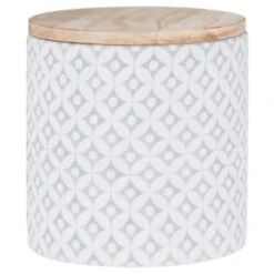 B&M Embossed Geometric Storage Canisters 3pc -Addis Homedecor Store 356821 storage canisters geo grey