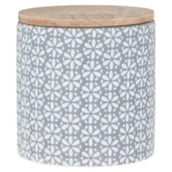 B&M Embossed Geometric Storage Canisters 3pc -Addis Homedecor Store 356821 storage canisters geo grey 4