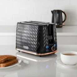 Goodmans Textured 2 Slice Toaster - Black & Rose Gold 12 Goodmans Textured 2 Slice Toaster - Black & Rose Gold -Addis Homedecor Store 358961 black textured 2 slice toaster