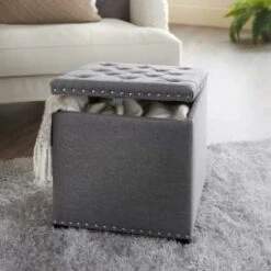 B&M Heritage Storage Ottoman - Grey -Addis Homedecor Store 365965 heritage storage ottoman 2