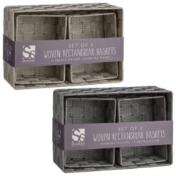 B&M Woven Storage Baskets 3pk - Silver -Addis Homedecor Store 365979 365978 3pk woven baskets group
