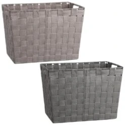 B&M Large Woven Storage Basket - Silver -Addis Homedecor Store 365982 365981 large woven basket group