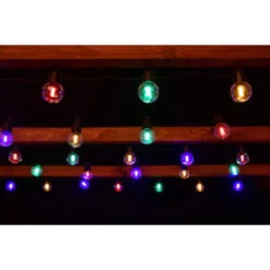 Solar Powered Bulb String Lights 50pk - Multicolour -Addis Homedecor Store 366397 50pk clear bulb string lights multi colour