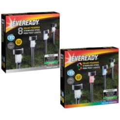 Eveready Mini Solar Lighting Posts 8pk - Colour Changing -Addis Homedecor Store 366414 366416 8pk eveready soloar powered mini post lights main