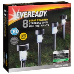 Eveready Mini Solar Lighting Posts 8pk - Colour Changing -Addis Homedecor Store 366414 8pk eveready soloar powered mini post lights bright white