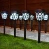 Solar Powered Windsor Black Post Lights - White 8pk 1 Solar Powered Windsor Black Post Lights - White 8pk -Addis Homedecor Store 366418 8pk windsor post lights white led