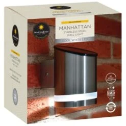 Manhattan Solar Powered Wall Light -Addis Homedecor Store 366488 masoon and jones manhattan solar powered stainless steel wall light cool white led