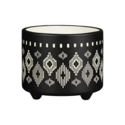 B&M Urban Eden Embossed Footed Planters 3pk - Black -Addis Homedecor Store 366531 3pk urban eden plant pot on tripod stand black 4