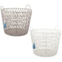 B&M Storage Basket With Tassel - Grey -Addis Homedecor Store 368485 basket with tassel main