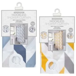 B&M Hookless Print Shower Curtain - Blue -Addis Homedecor Store 369013 hookless shower curtain group