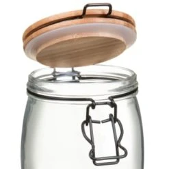 B&M Medium Bamboo Clip Lock Glass Jar -Addis Homedecor Store 369503 medium glass clip lock jar with bamboo lid 2