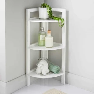 Maine 3 Tier Corner Shelving - White 3 Maine 3 Tier Corner Shelving - White