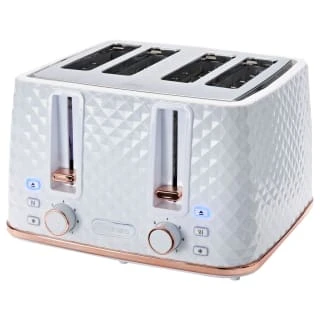 Goodmans Diamond 4 Slice Toaster - White & Rose Gold 3 Goodmans Diamond 4 Slice Toaster - White & Rose Gold