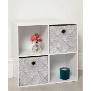 B&M Velvet Embossed Storage Cubes 2pk - Silver 3 B&M Velvet Embossed Storage Cubes 2pk - Silver