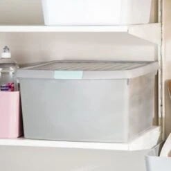 B&M Waffle Clip Box 25.5L - Grey -Addis Homedecor Store 375472 grey 25 5l waffle clip box 3