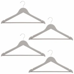 B&M Matte Grey Wooden Hangers 4pk -Addis Homedecor Store 376023 wooden hangers 4pk group