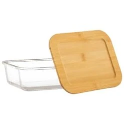 B&M Rectangular Glass Food Containers With Bamboo Lids 2pk -Addis Homedecor Store 376824 2pk regular glass food containers