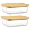B&M Rectangular Glass Food Containers With Bamboo Lids 2pk -Addis Homedecor Store 376824 2pk regular glass food containers 4
