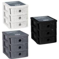 B&M 3 Tier Chevron Storage Organiser - Black -Addis Homedecor Store 377462 3 drawer chevron organiser main