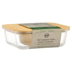 B&M Rectangular Glass Food Container With Bamboo Lid -Addis Homedecor Store 378623 regular glass food container 3