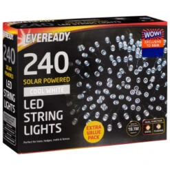 Eveready Solar Powered LED String Lights 240pk - Cool White -Addis Homedecor Store 379219 eveready 240 soloar powered led string lights