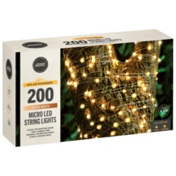 Solar Powered Micro LED Lights 200pk - Warm White -Addis Homedecor Store 379225 200 solar powered micro led string lights warm white 21