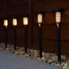 Morocco Solar Powered Post Lights - Flame Effect 5pk