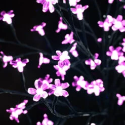 Solar Powered Blossom Tree - Pink 128 LED 4ft -Addis Homedecor Store 379360 4ft solar powered blossom flower solar tree 128 led pink